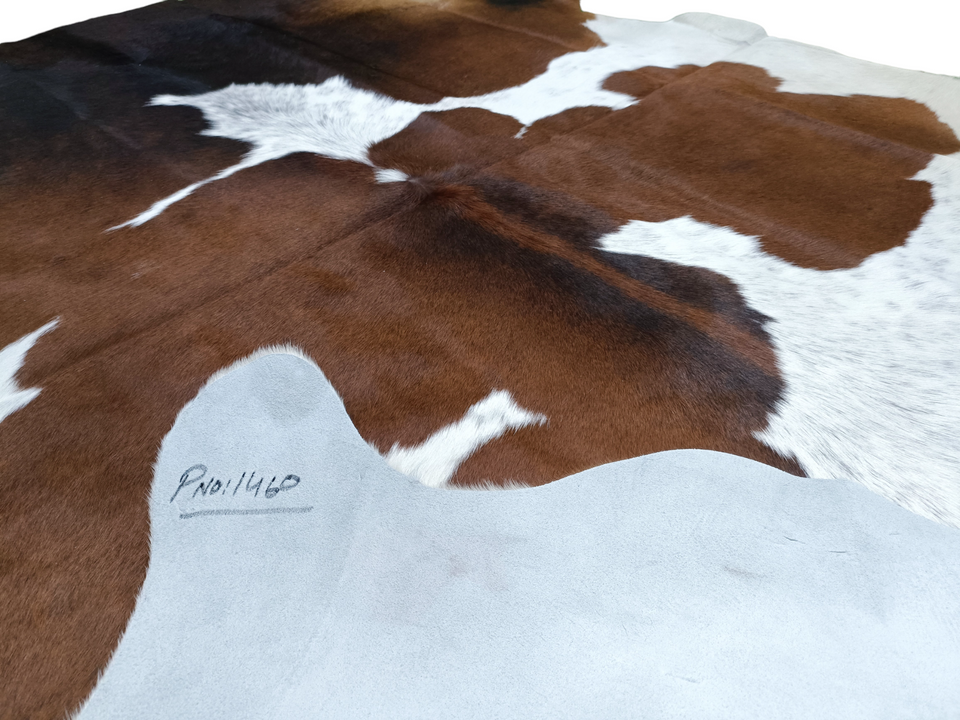 Brown & White Cowhide Rug #1460