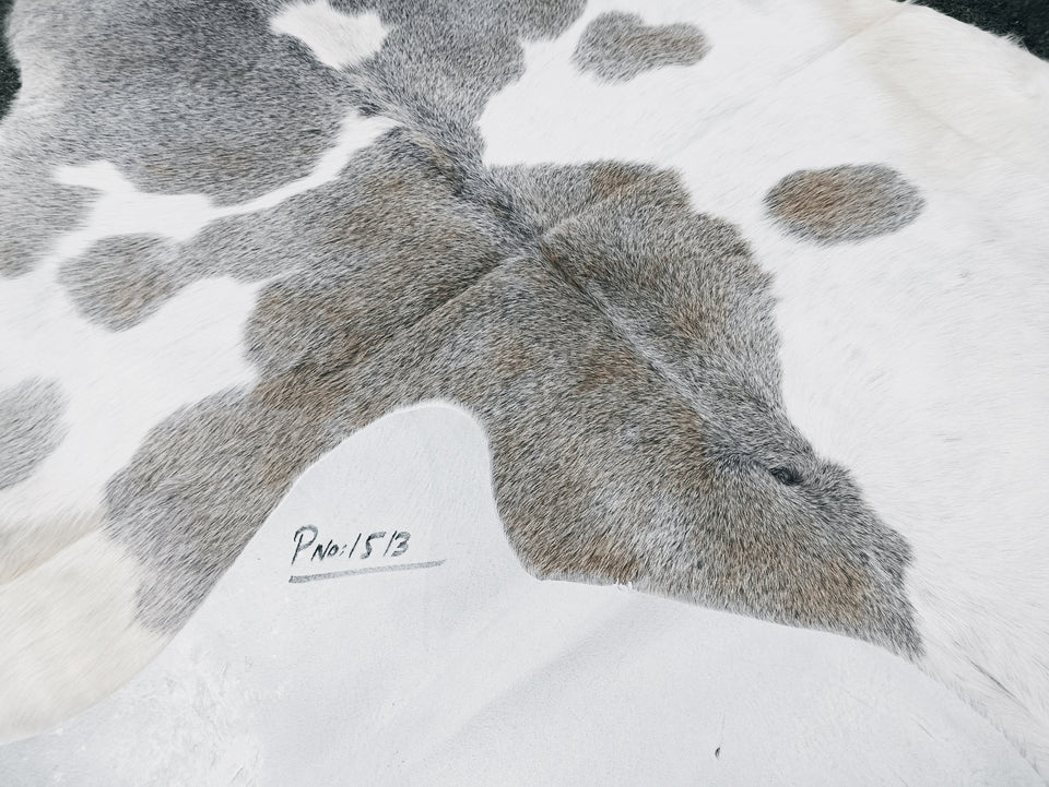 Grey & White Cowhide Rug #1513