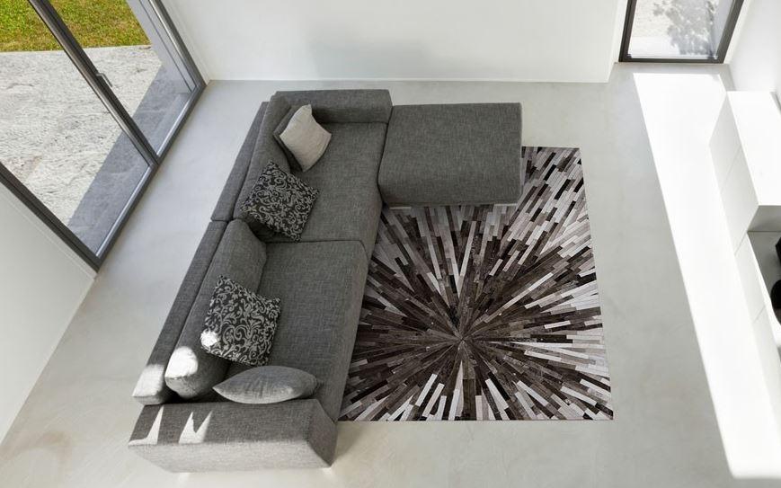 Stripe Blocks Handmade Patchwork Cowhide Rug