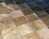 Brown Black Squares Cowhide Patchwork Rug