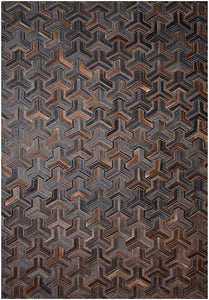 Brown Bohemian Style Handmade Cowhide Patchwork Rug