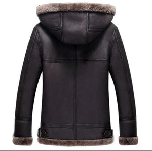 B3 Aviator Flight Fur Bomber Jacket With Hood
