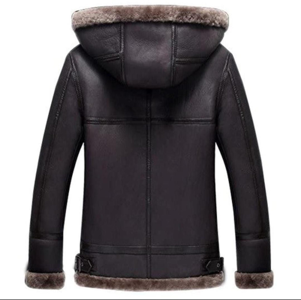 B3 Aviator Flight Fur Bomber Jacket With Hood