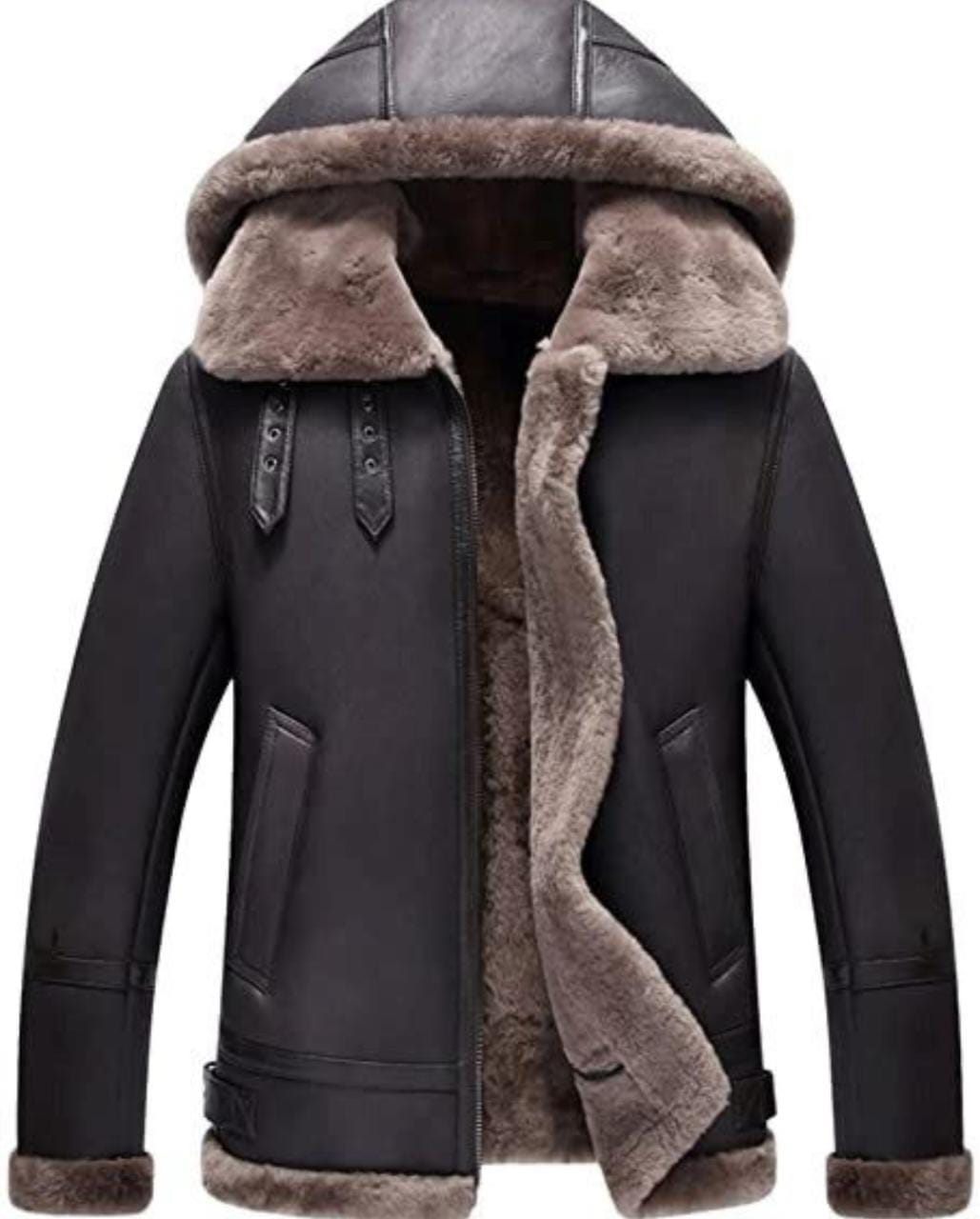 B3 Aviator Flight Fur Bomber Jacket With Hood