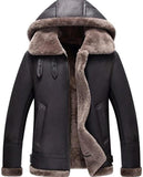 B3 Aviator Flight Fur Bomber Jacket With Hood