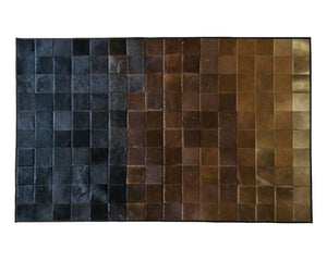 Black & Brown Square Blocks Handmade Patchwork Cowhide Rug