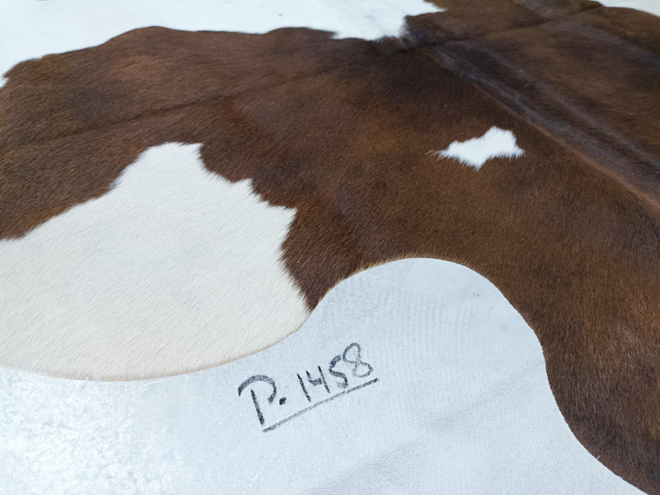 Brown & White Cowhide Rug #1458