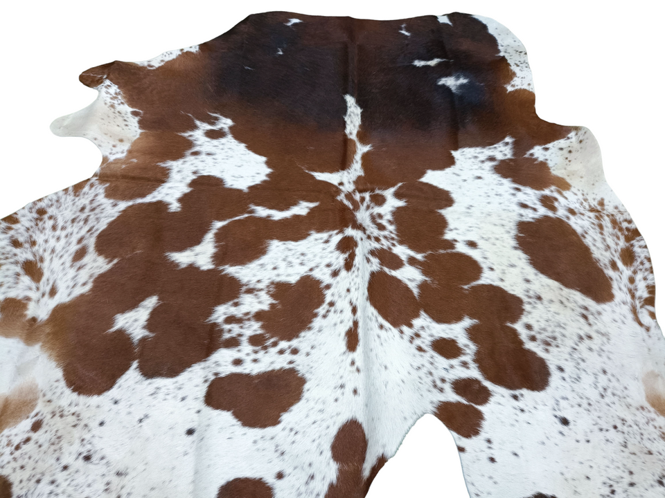 Brown & White Cowhide Rug #1456