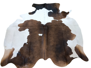 Brown & White Cowhide Rug #1458