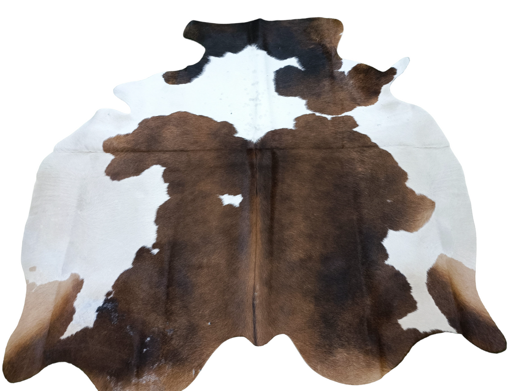 Brown & White Cowhide Rug #1458