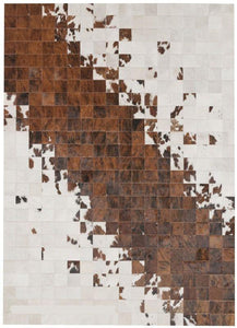 Splash Square Blocks Handmade Patchwork Cowhide Rug