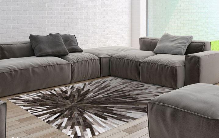 Stripe Blocks Handmade Patchwork Cowhide Rug