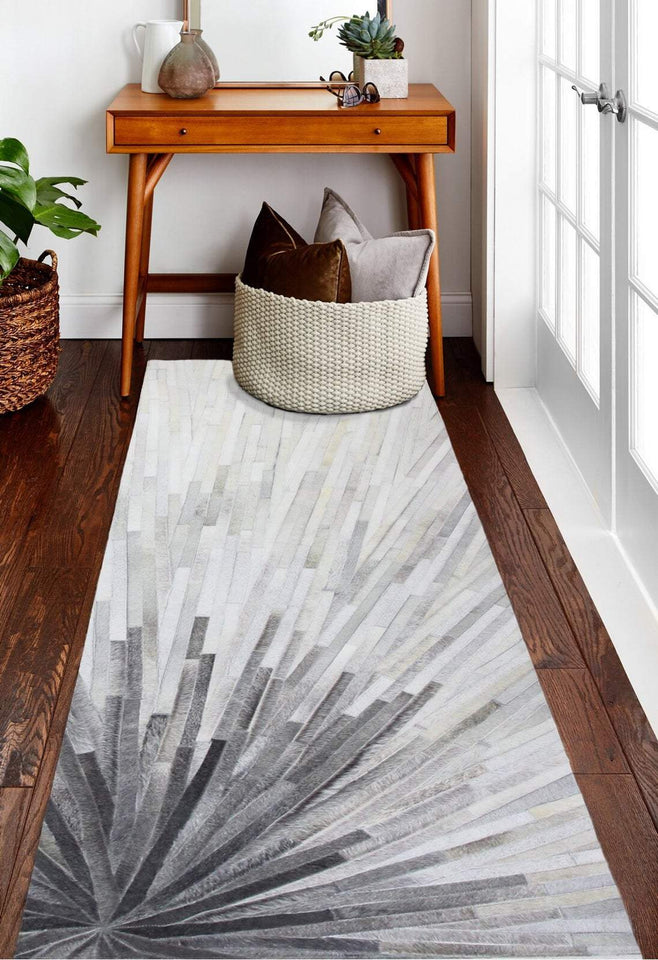 Stripe Blocks Handmade Patchwork Cowhide Rug