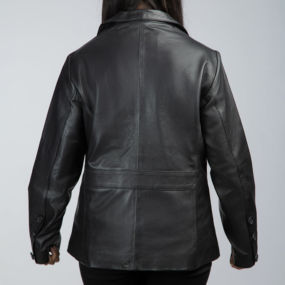 Black Leather Blazer Women