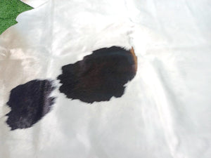 Two Large Black Spots Cowhide Rug #1347