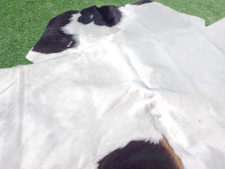 Two Large Black Spots Cowhide Rug #1347
