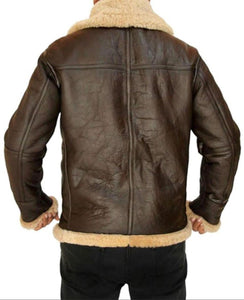 B3 Ginger Sheepskin Fur Brown Leather Jacket