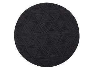 Dark Black Triangle Cowhide Patchwork Round Rug