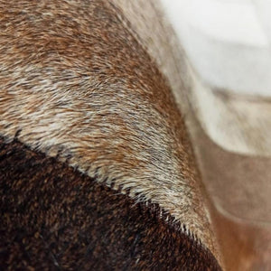 Brown & White Cowhide Patchwork Round Rug