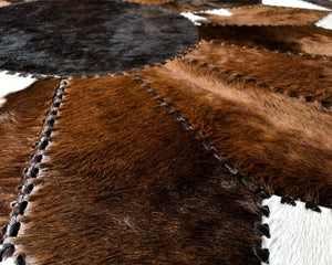 Brown Cowhide Patchwork Round Rug