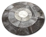 Grey Cowhide Patchwork Round Rug