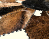 Brown Cowhide Patchwork Round Rug