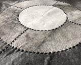 Grey Cowhide Patchwork Round Rug