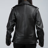 Elianna Black Leather Biker Jacket Back