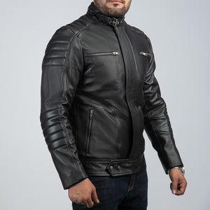 Freeway Leather Biker Jacket Side Pose