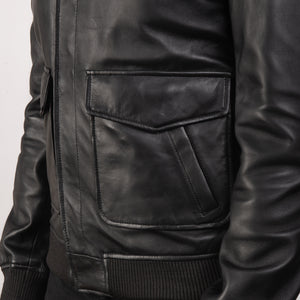Heisenberg Black Leather Bomber Jacket