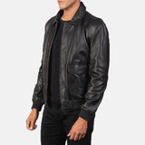 Heisenberg Black Leather Bomber Jacket