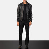 Heisenberg Black Leather Bomber Jacket