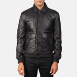 Heisenberg Black Leather Bomber Jacket