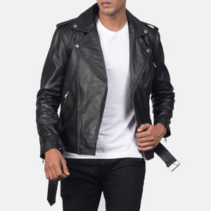 Marshal Black Leather Biker Jacket