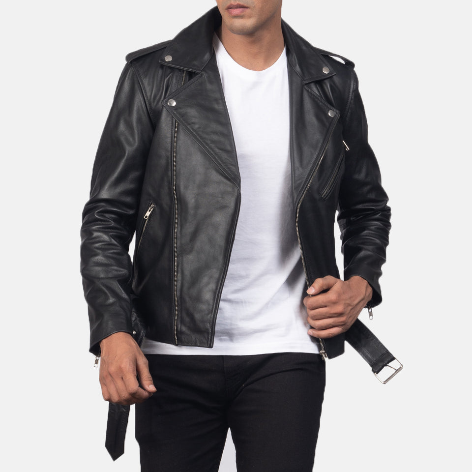 Marshal Black Leather Biker Jacket