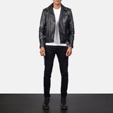 Marshal Black Leather Biker Jacket