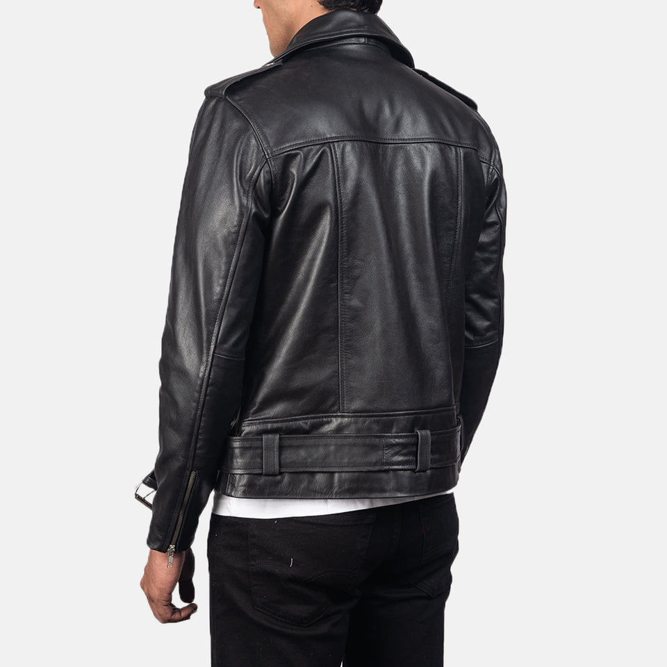 Marshal Black Leather Biker Jacket
