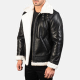 Black And White Furr Bomber Leather Jacket
