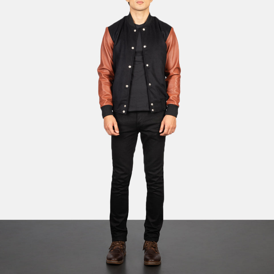 Brown Hybrid Varsity Jacket