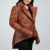 Natalie Brown Leather Coat Side