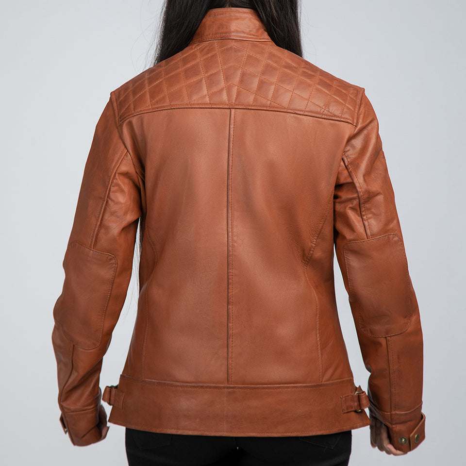 Rebekah Brown Leather Biker Jacket Back