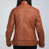 Rebekah Brown Leather Biker Jacket Back