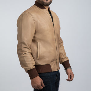 Walkman Brown Leather Bomber Jacket