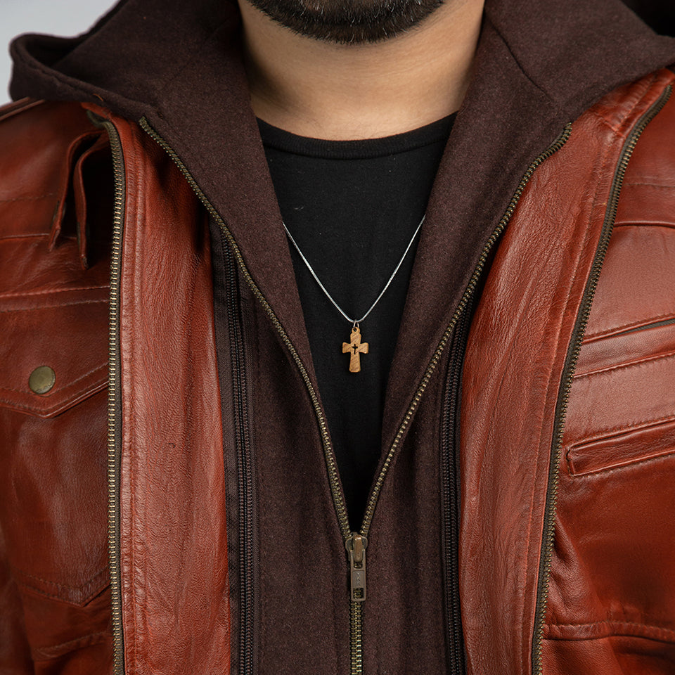 Vintage Leather Jacket Open Neck