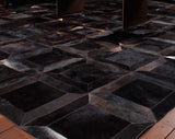 Dark Brown Cubes Handmade Cowhide Patchwork Rug
