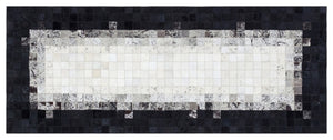 Grey & Black Squares Handmade Cowhide Patchwork Rug