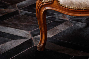 Dark Brown Cubes Handmade Cowhide Patchwork Rug