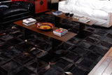 Dark Brown Cubes Handmade Cowhide Patchwork Rug