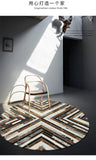 Mix Stripes Cowhide Patchwork Round Rug