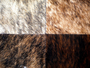 White & Brown Big Blocks Handmade Cowhide Patchwork Rug
